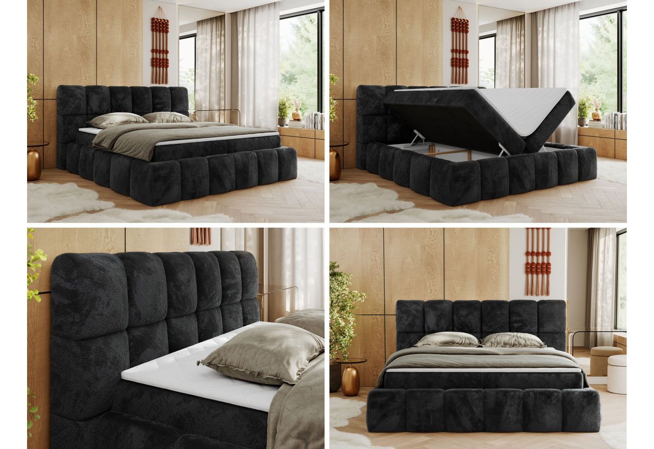 Łóżko kontynentalne NIRA 120x200 - H3 - ciemnoszary, plusz