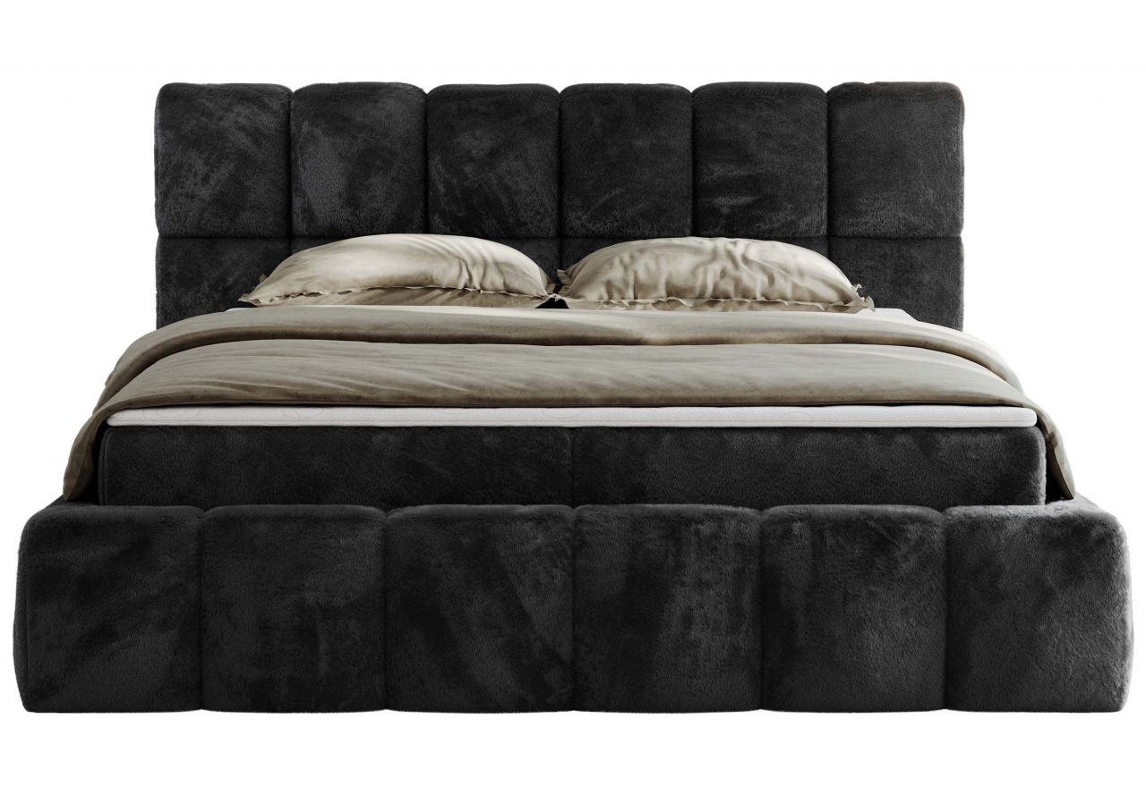 Łóżko kontynentalne NIRA 120x200 - H3 - ciemnoszary, plusz