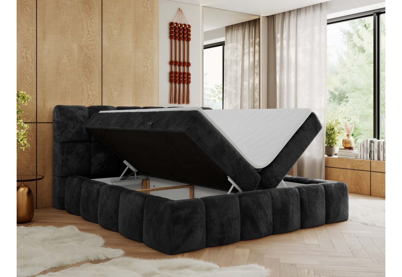 Łóżko kontynentalne NIRA 160x200 - H3 - ciemnoszary, plusz