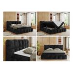 Łóżko kontynentalne NIRA 140x200 - H4 - ciemnoszary, plusz