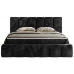 Łóżko kontynentalne NIRA 140x200 - H4 - ciemnoszary, plusz