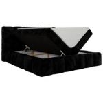 Łóżko kontynentalne NIRA 140x200 - H4 - czarny, plusz