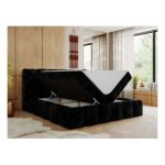 Łóżko kontynentalne NIRA 160x200 - H4 - czarny, plusz