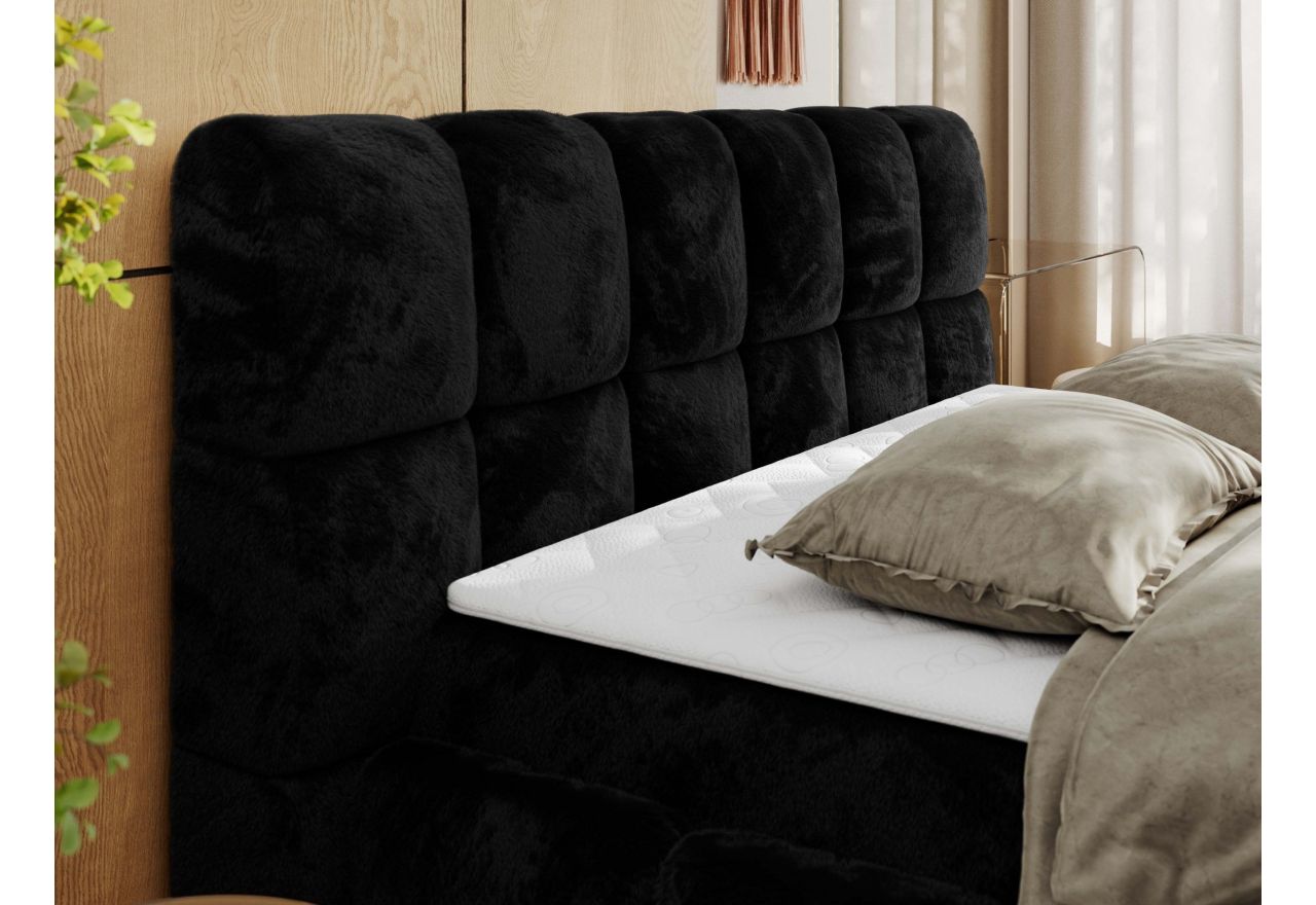 Łóżko kontynentalne NIRA 160x200 - H4 - czarny, plusz