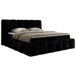 Łóżko kontynentalne NIRA 200x200 - H4 - czarny, plusz