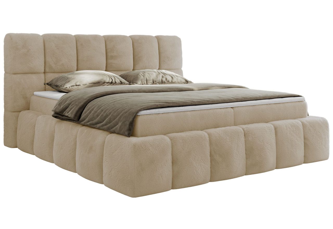 Łóżko kontynentalne NIRA 180x200 - H3 - kremowy, plusz