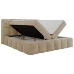 Łóżko kontynentalne NIRA 200x200 - H3 - kremowy, plusz