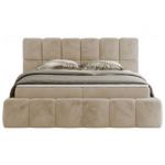 Łóżko kontynentalne NIRA 120x200 - H4 - kremowy, plusz