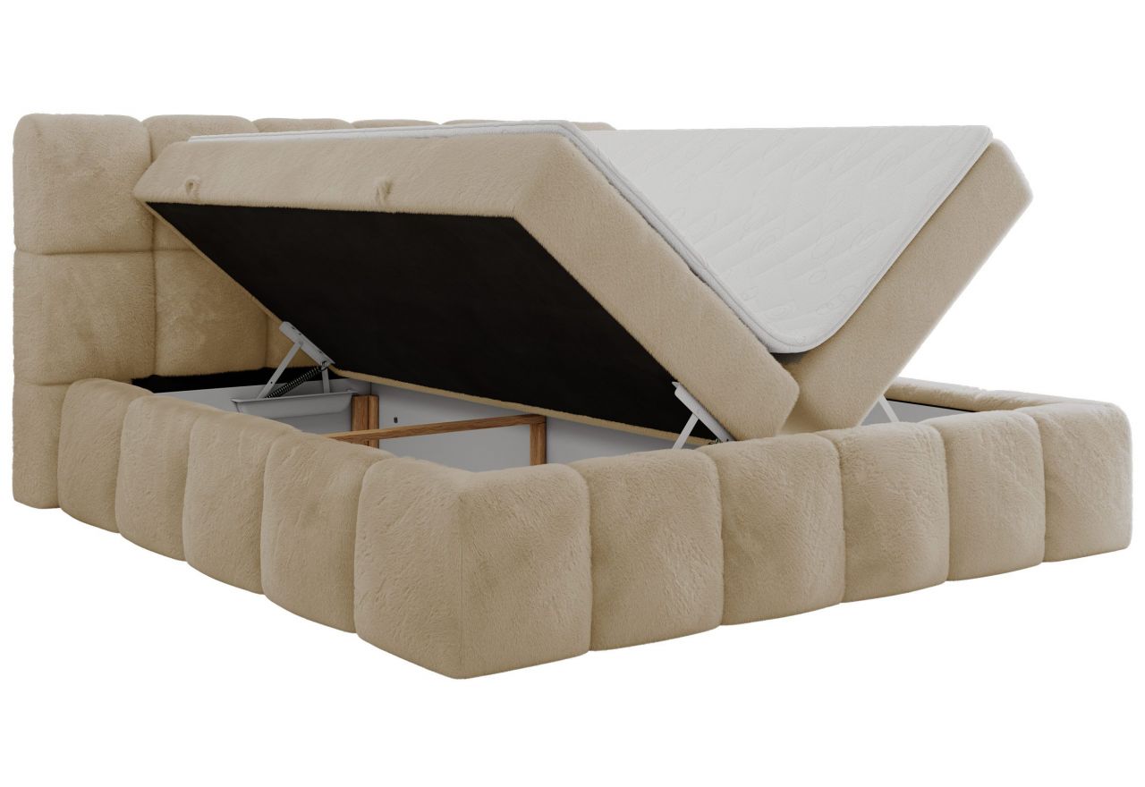 Łóżko kontynentalne NIRA 180x200 - H4 - kremowy, plusz