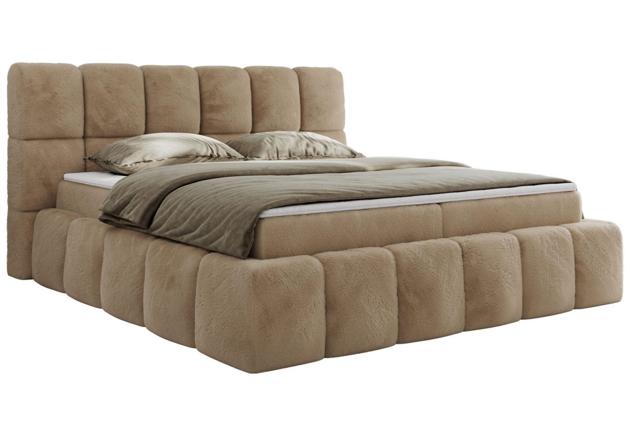 Łóżko kontynentalne NIRA 120x200 - H3 - beżowy, plusz