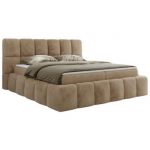 Łóżko kontynentalne NIRA 160x200 - H3 - beżowy, plusz
