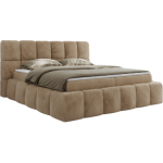 Łóżko kontynentalne NIRA 140x200 - H4 - beżowy, plusz