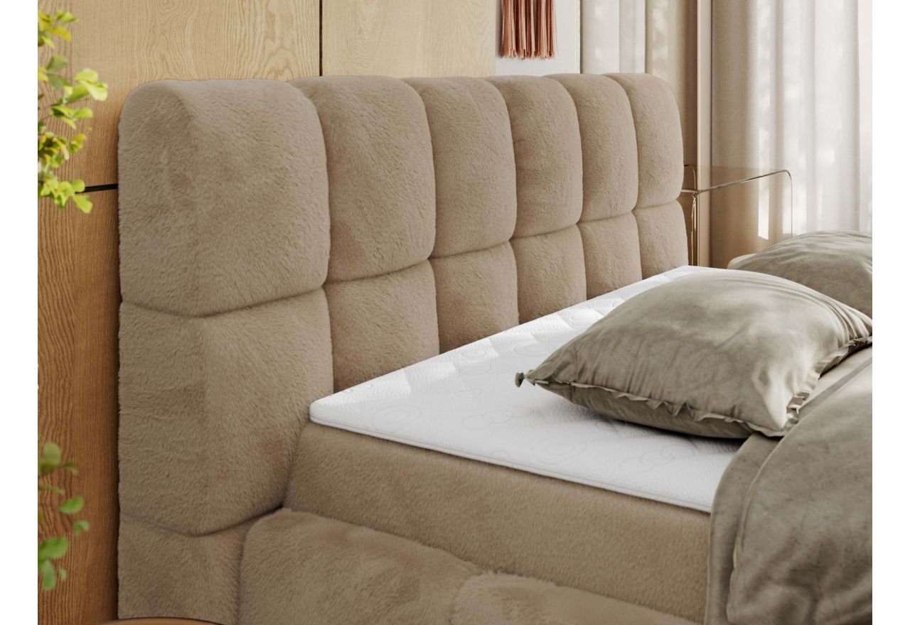 Łóżko kontynentalne NIRA 180x200 - H4 - beżowy, plusz