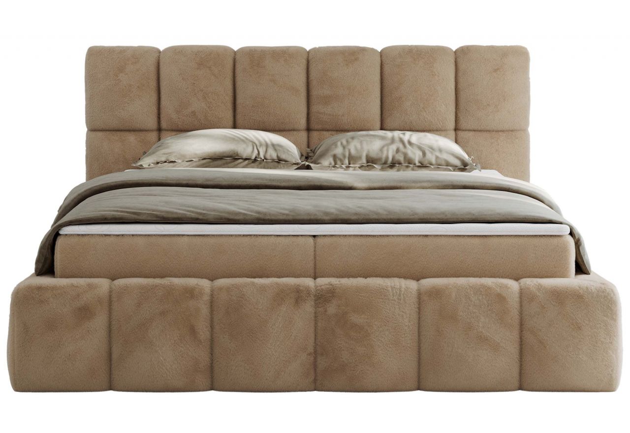 Łóżko kontynentalne NIRA 180x200 - H4 - beżowy, plusz