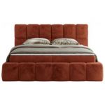 Łóżko kontynentalne NIRA 120x200 - H3 - pomarańczowy, plusz