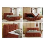 Łóżko kontynentalne NIRA 160x200 - H3 - pomarańczowy, plusz