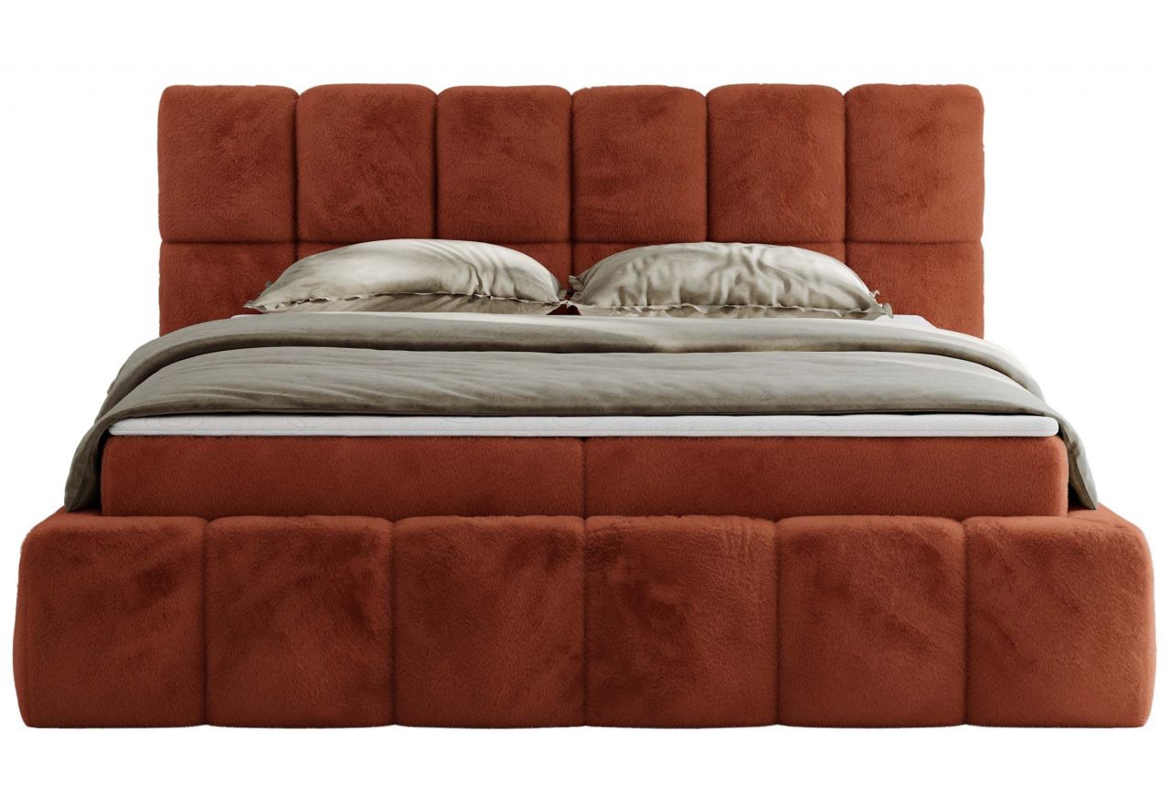 Łóżko kontynentalne NIRA 140x200 - H4 - pomarańczowy, plusz