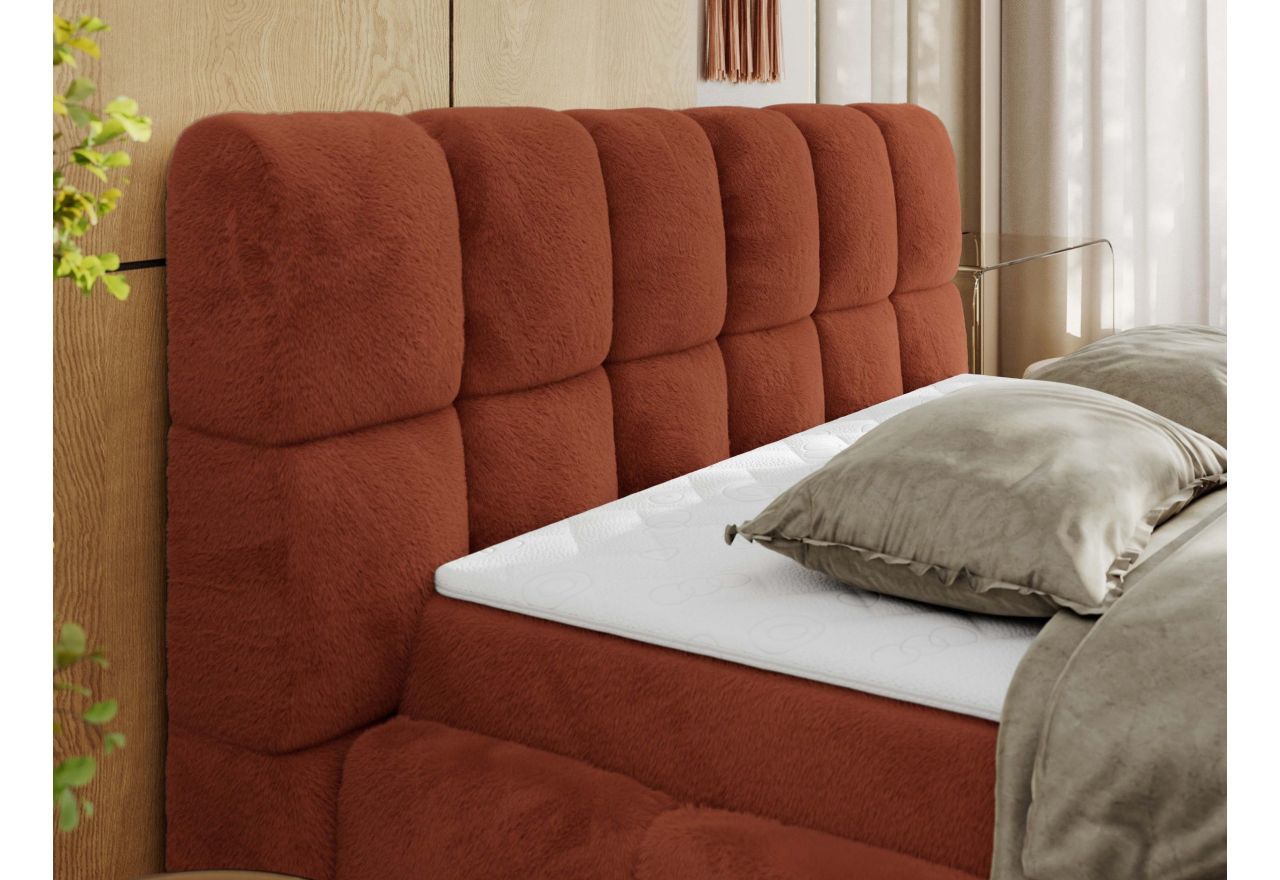 Łóżko kontynentalne NIRA 180x200 - H4 - pomarańczowy, plusz