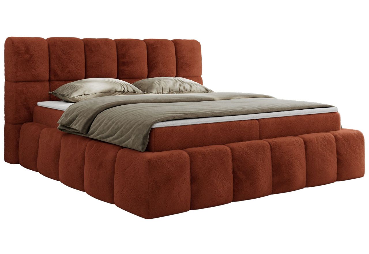 Łóżko kontynentalne NIRA 200x200 - H4 - pomarańczowy, plusz