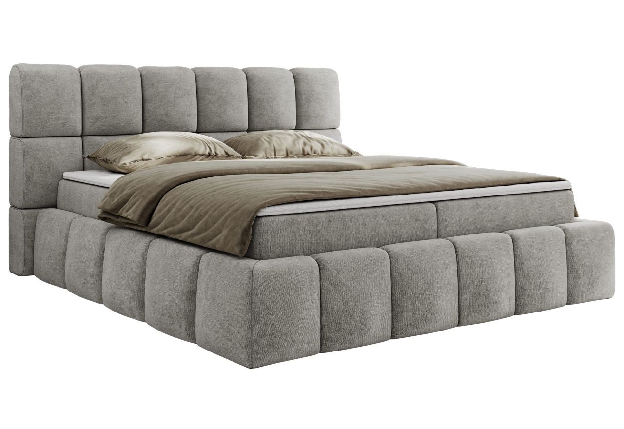 Łóżko kontynentalne NIRA 160x200 - H3 - jasnoszary, struktura