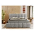 Łóżko kontynentalne NIRA 120x200 - H4 - jasnoszary, struktura