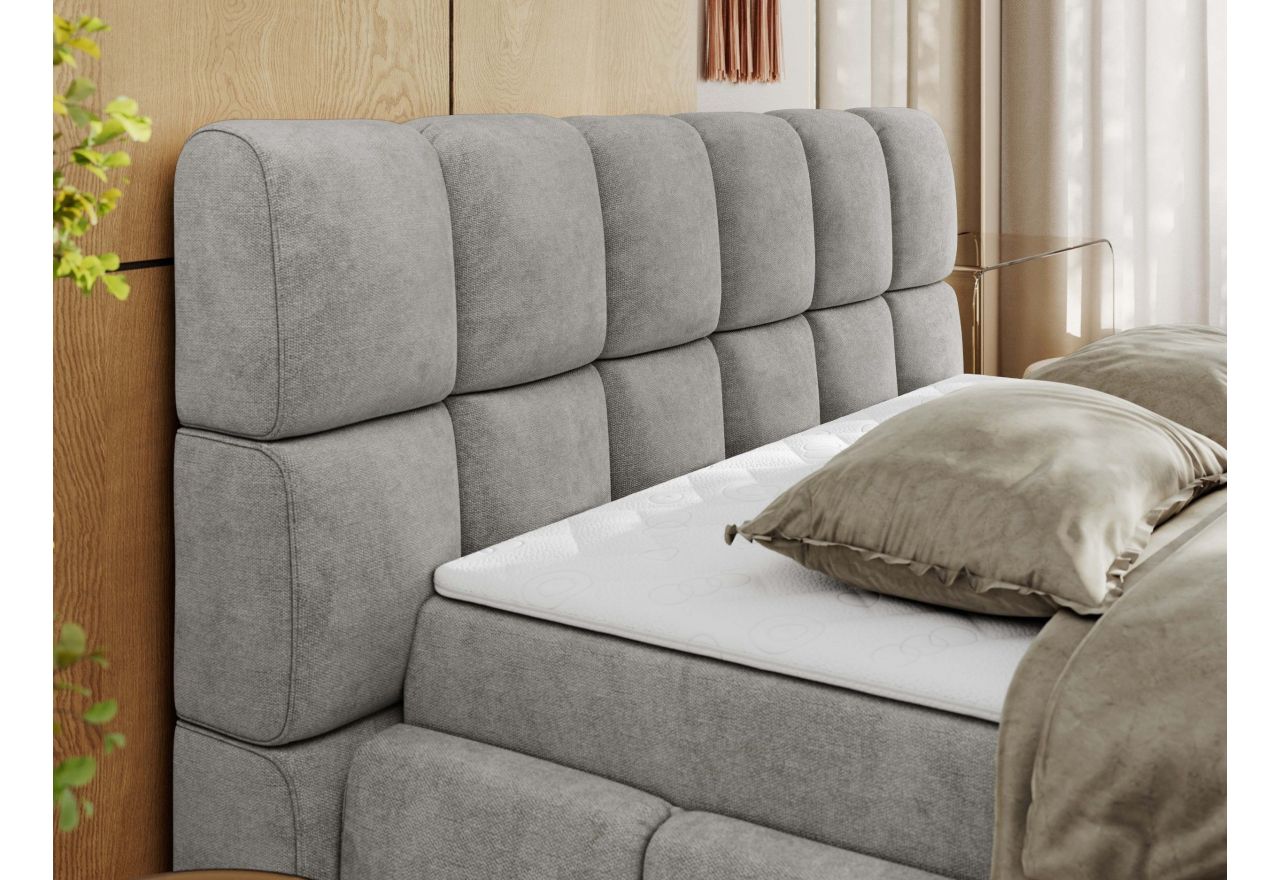 Łóżko kontynentalne NIRA 140x200 - H4 - jasnoszary, struktura