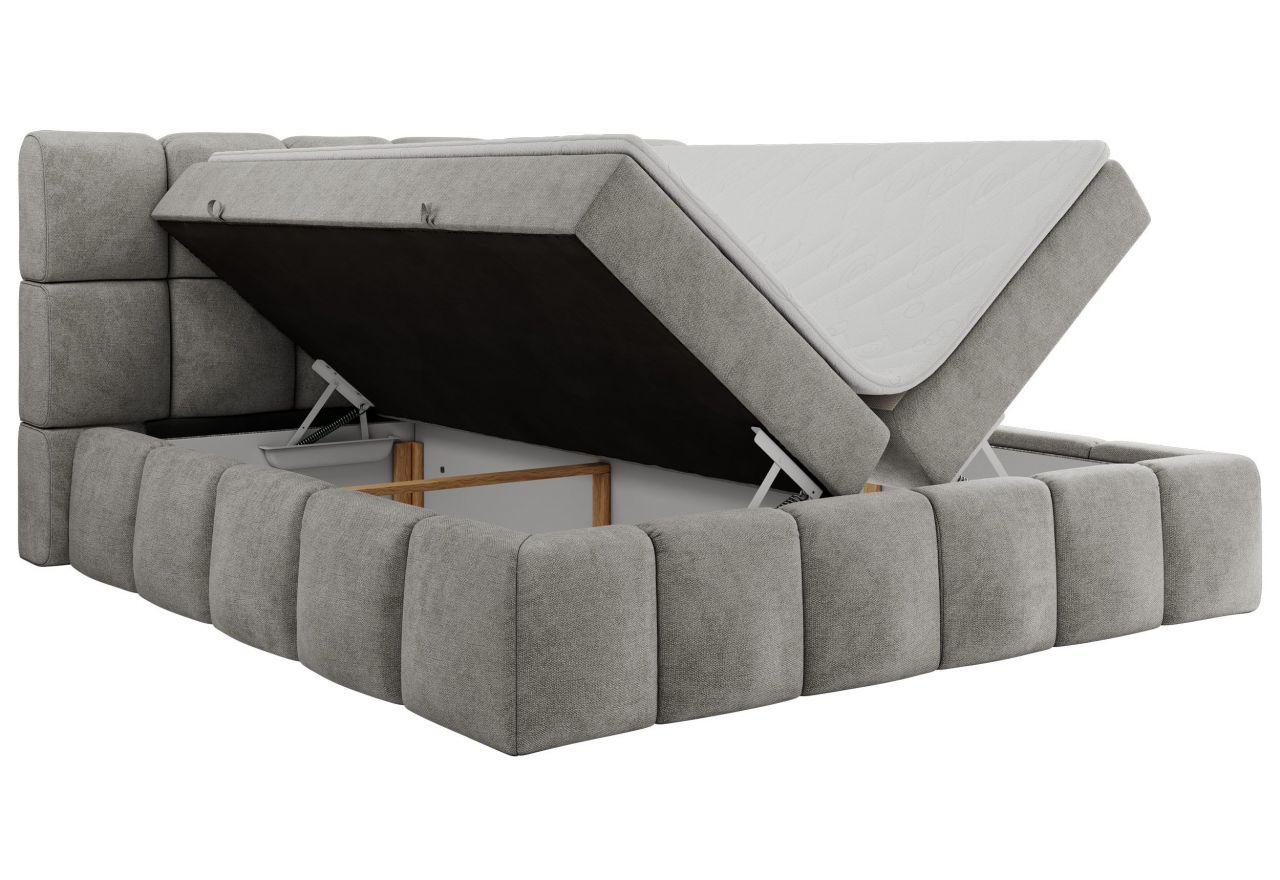 Łóżko kontynentalne NIRA 160x200 - H4 - jasnoszary, struktura