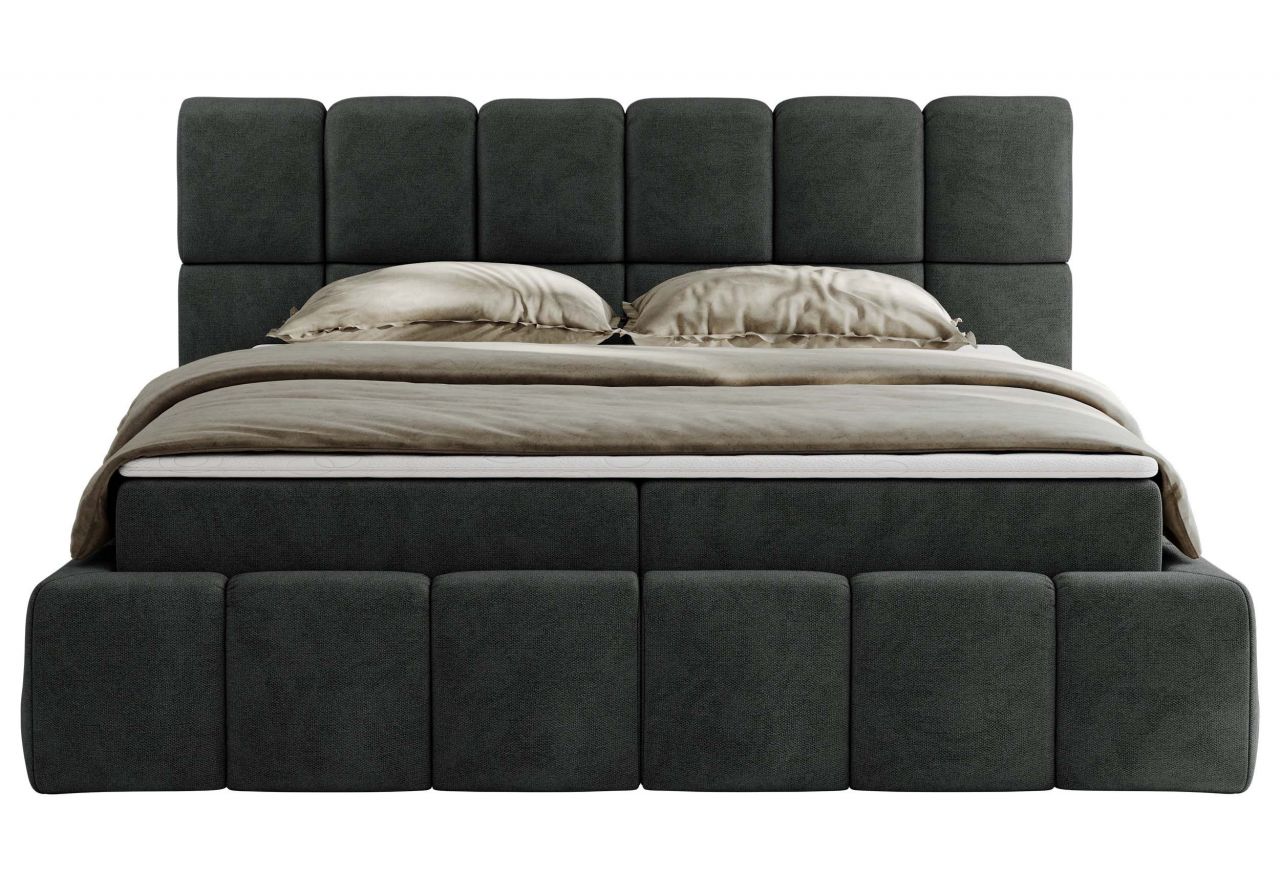 Łóżko kontynentalne NIRA 200x200 - H3 - ciemnoszary, struktura