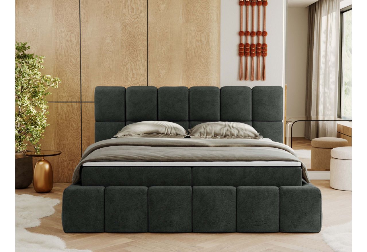 Łóżko kontynentalne NIRA 140x200 - H4 - ciemnoszary, struktura