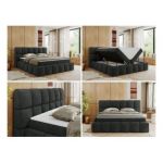 Łóżko kontynentalne NIRA 140x200 - H4 - ciemnoszary, struktura