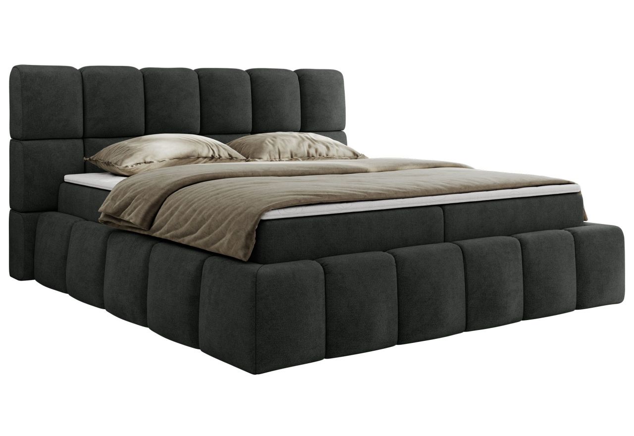 Łóżko kontynentalne NIRA 180x200 - H4 - ciemnoszary, struktura