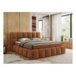 Łóżko kontynentalne NIRA 140x200 - H3 - pomarańczowy, struktura