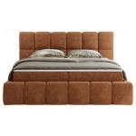 Łóżko kontynentalne NIRA 160x200 - H3 - pomarańczowy, struktura