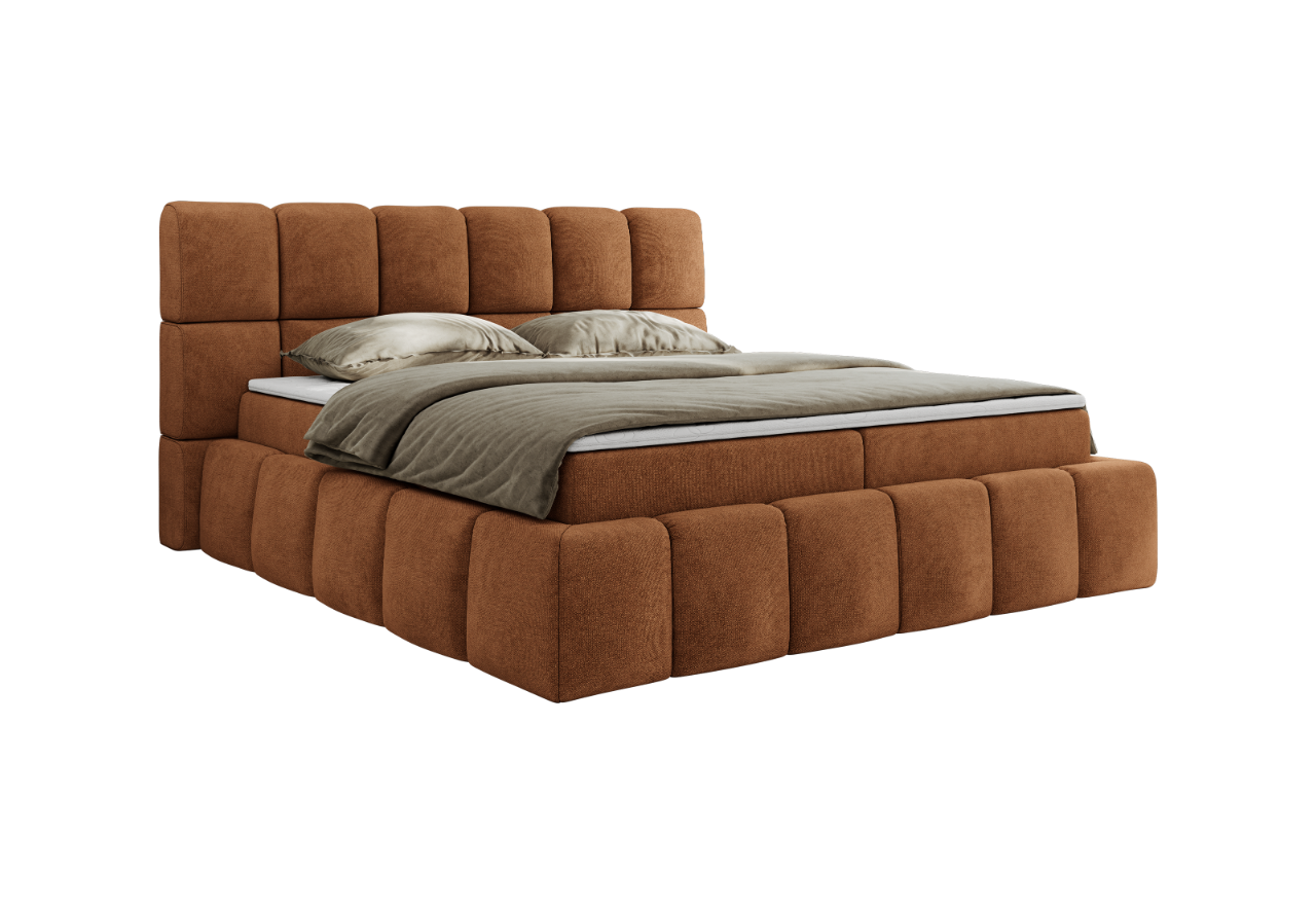 Łóżko kontynentalne NIRA 180x200 - H3 - pomarańczowy, struktura