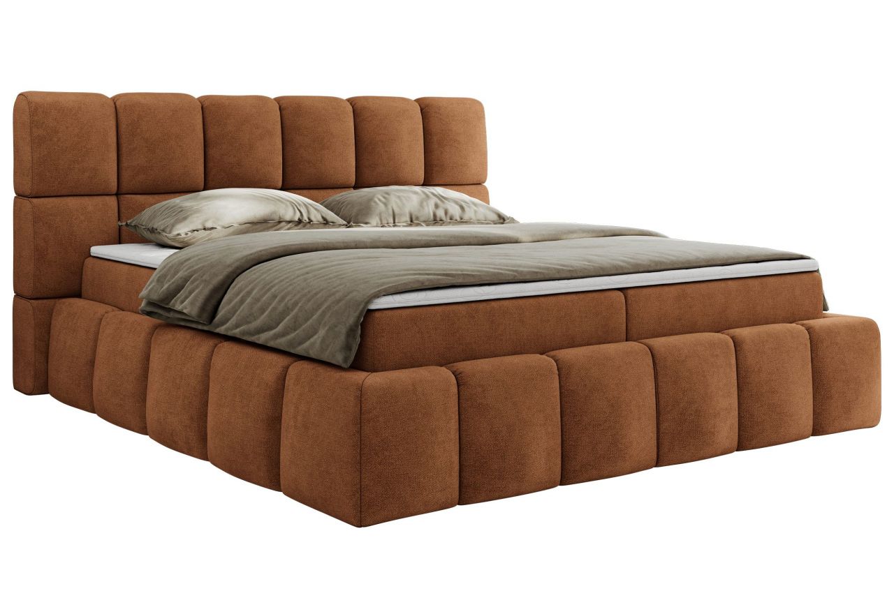 Łóżko kontynentalne NIRA 160x200 - H4 - pomarańczowy, struktura