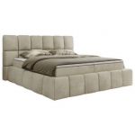 Łóżko kontynentalne NIRA 120x200 - H3 - beżowy, welwet