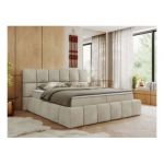 Łóżko kontynentalne NIRA 160x200 - H3 - beżowy, welwet