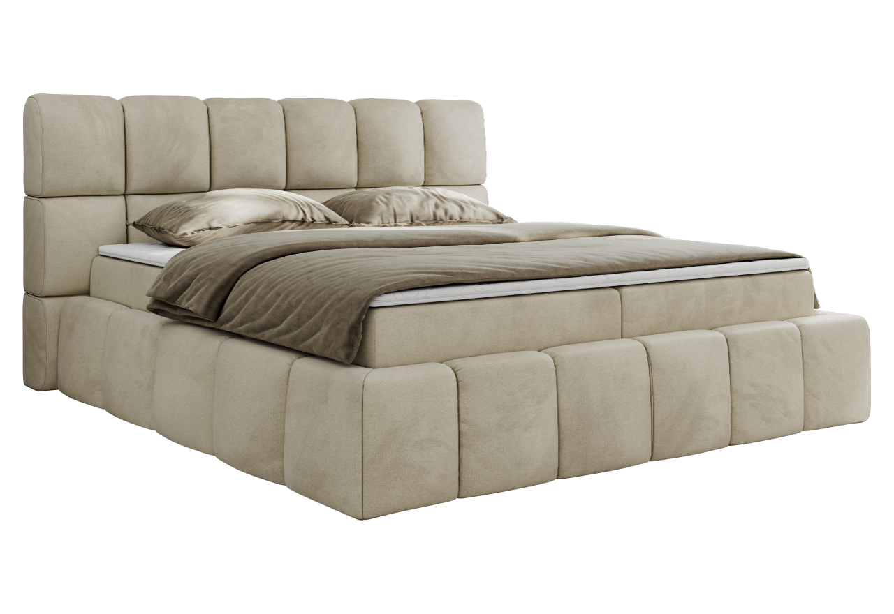 Łóżko kontynentalne NIRA 120x200 - H4 - beżowy, welwet