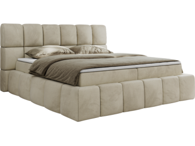 Łóżko kontynentalne NIRA 140x200 - H4 - beżowy, welwet