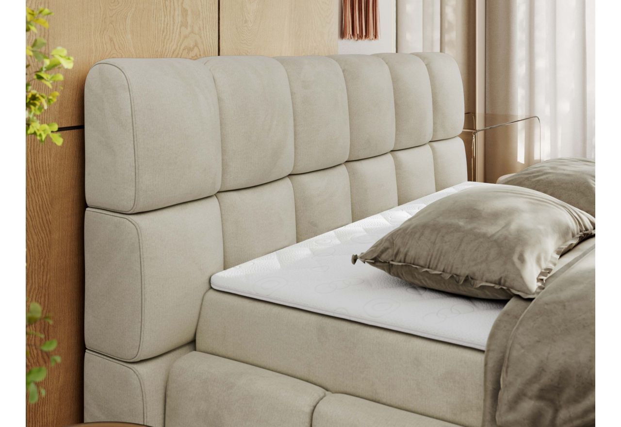 Łóżko kontynentalne NIRA 200x200 - H4 - beżowy, welwet