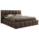 Łóżko kontynentalne NIRA 180x200 - H3 - brązowy, welwet