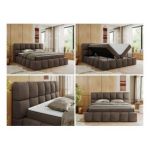 Łóżko kontynentalne NIRA 180x200 - H4 - brązowy, welwet