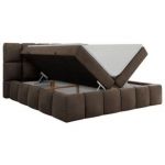 Łóżko kontynentalne NIRA 200x200 - H4 - brązowy, welwet