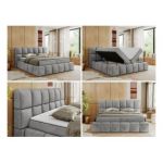 Łóżko kontynentalne NIRA 140x200 - H3 - jasnoszary, welwet