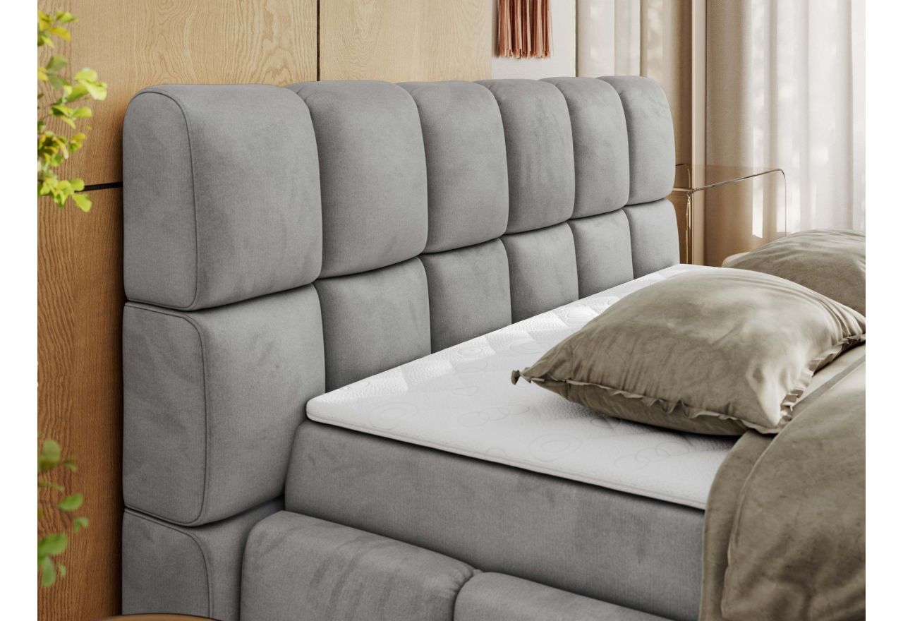 Łóżko kontynentalne NIRA 180x200 - H3 - jasnoszary, welwet