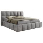 Łóżko kontynentalne NIRA 200x200 - H3 - jasnoszary, welwet