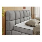 Łóżko kontynentalne NIRA 140x200 - H4 - jasnoszary, welwet