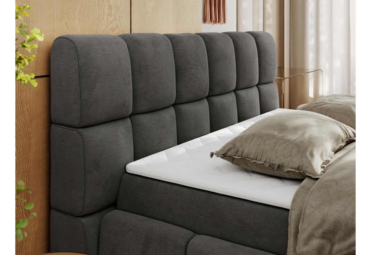 Łóżko kontynentalne NIRA 160x200 - H3 - ciemnoszary, welwet