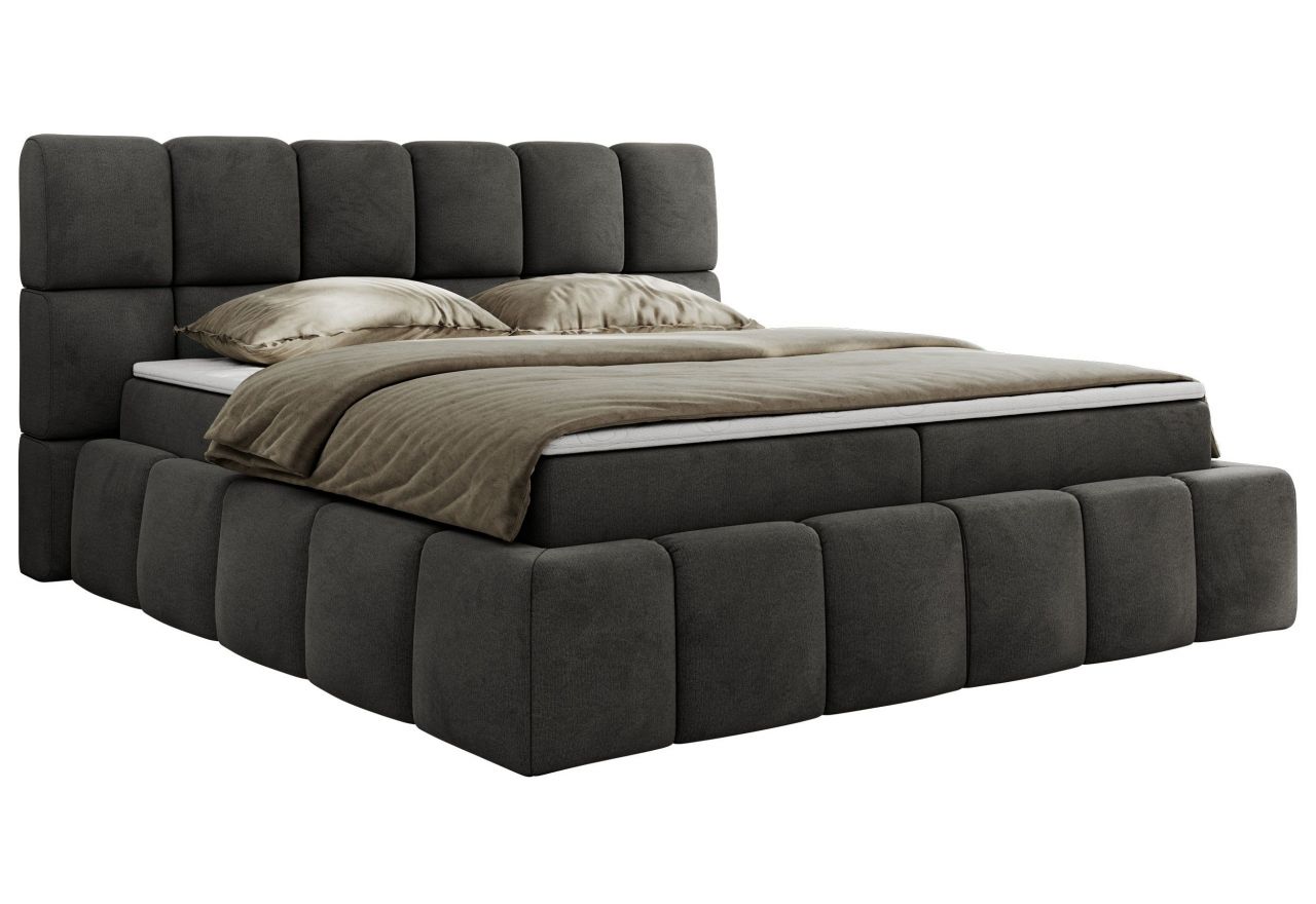 Łóżko kontynentalne NIRA 160x200 - H3 - ciemnoszary, welwet