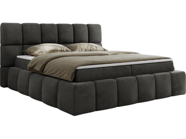 Łóżko kontynentalne NIRA 200x200 - H3 - ciemnoszary, welwet